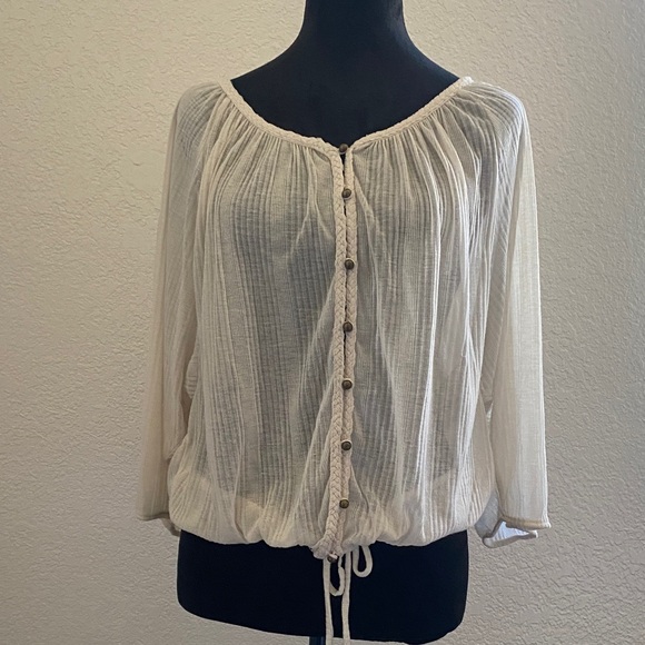 American Rag Cream Peasant Blouse - Picture 1 of 5